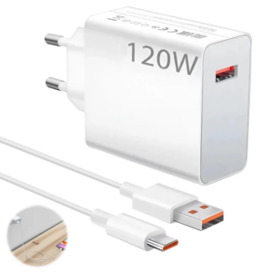 120W Fast Charger – Super Fast Type-C PD Adapter + Cable