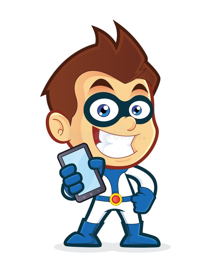 superhero-holding-smartphone-vector-clipart-picture-cartoon-character-46113049